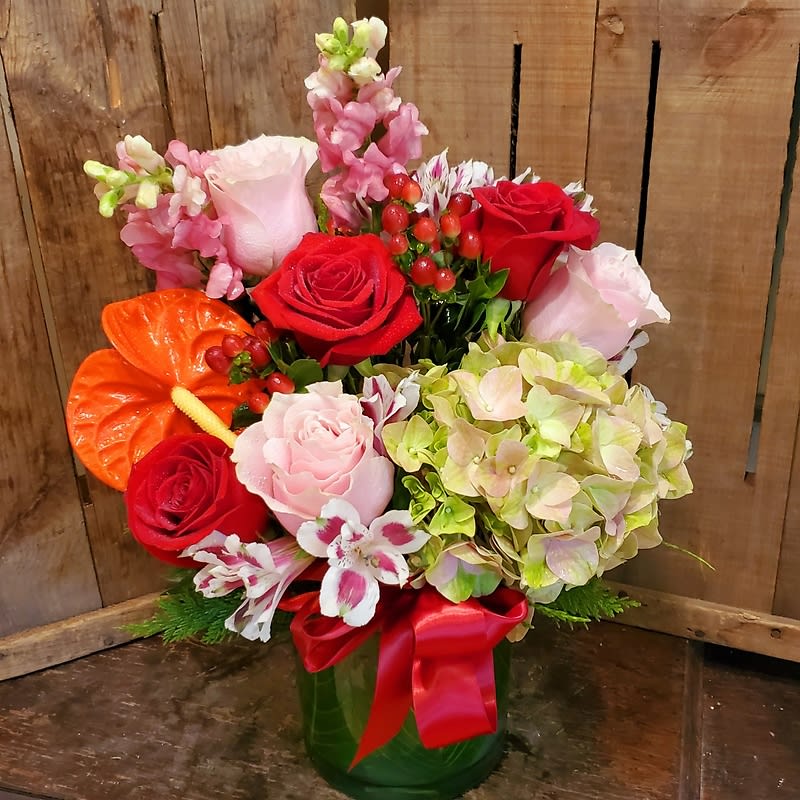 Pink & Red Hearts Vase