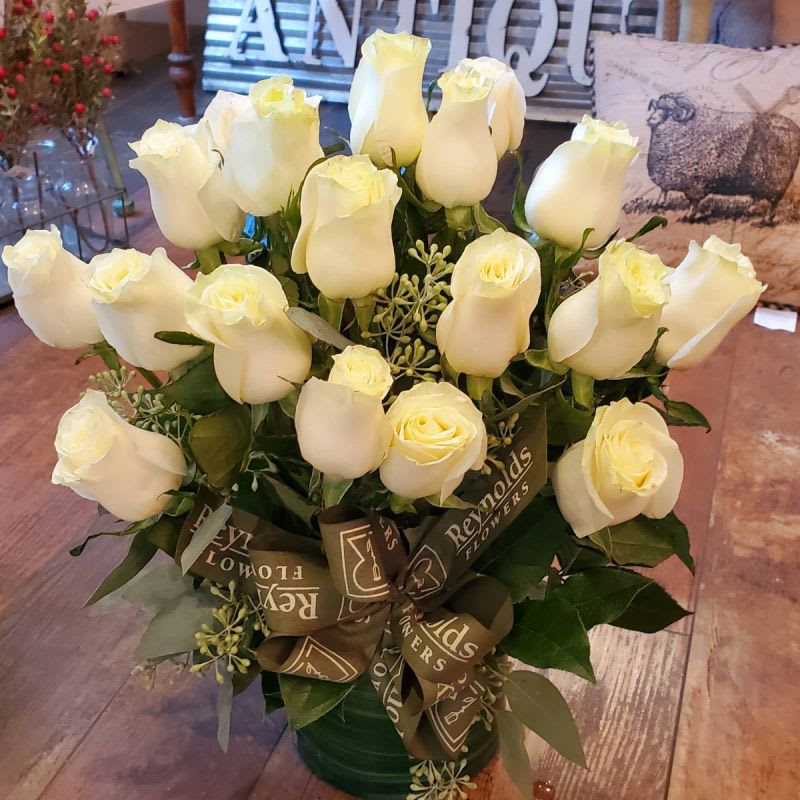 White Roses (18 Vased and Dressed) Flower Bouquet