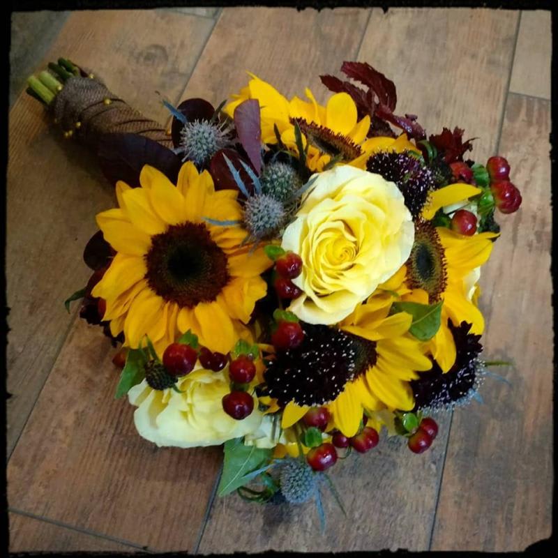 Sunny Sunshine Sunflower Bride Flower Bouquet
