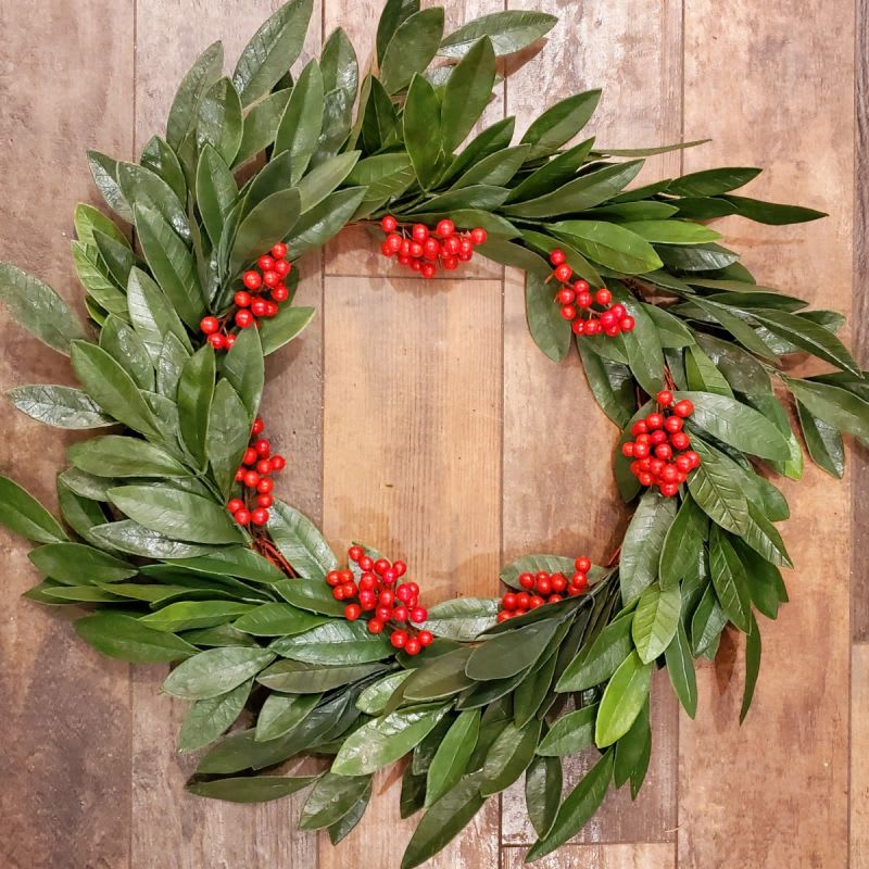 Christmas Wreath, Bay Leaf & Winter Berries Flower Bouquet