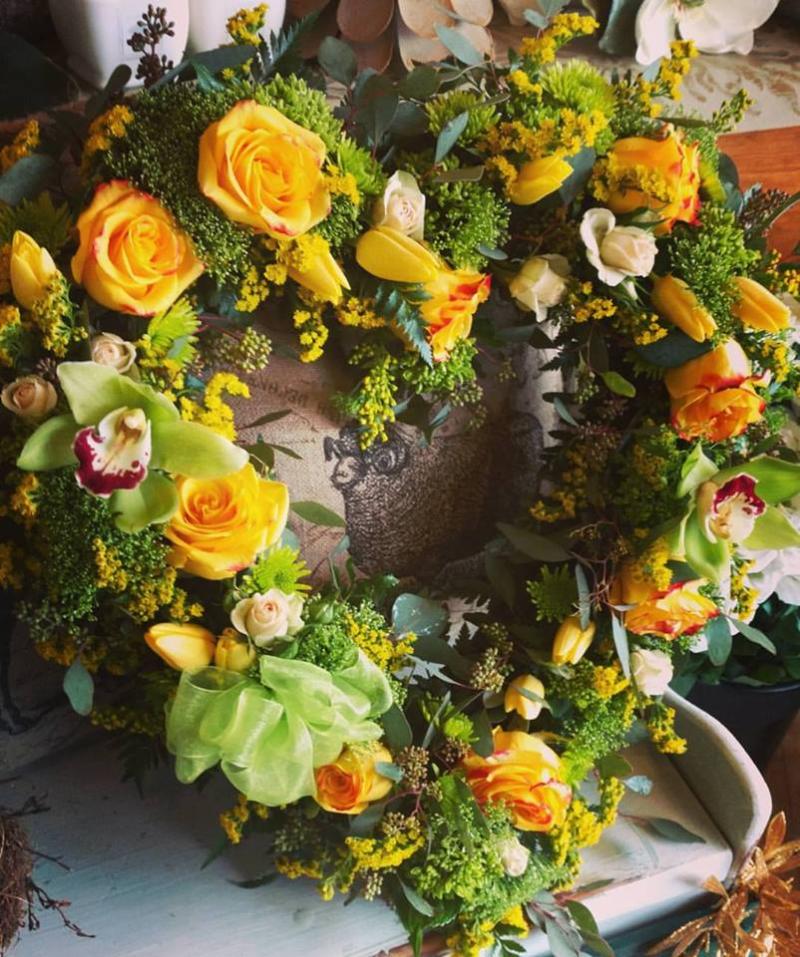 Heart-shaped Wreath in Yellow & Green