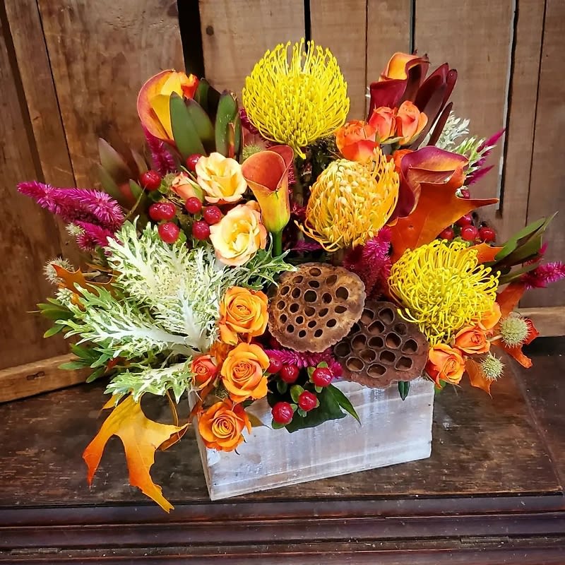 Thanksgiving Texture Box Flower Bouquet