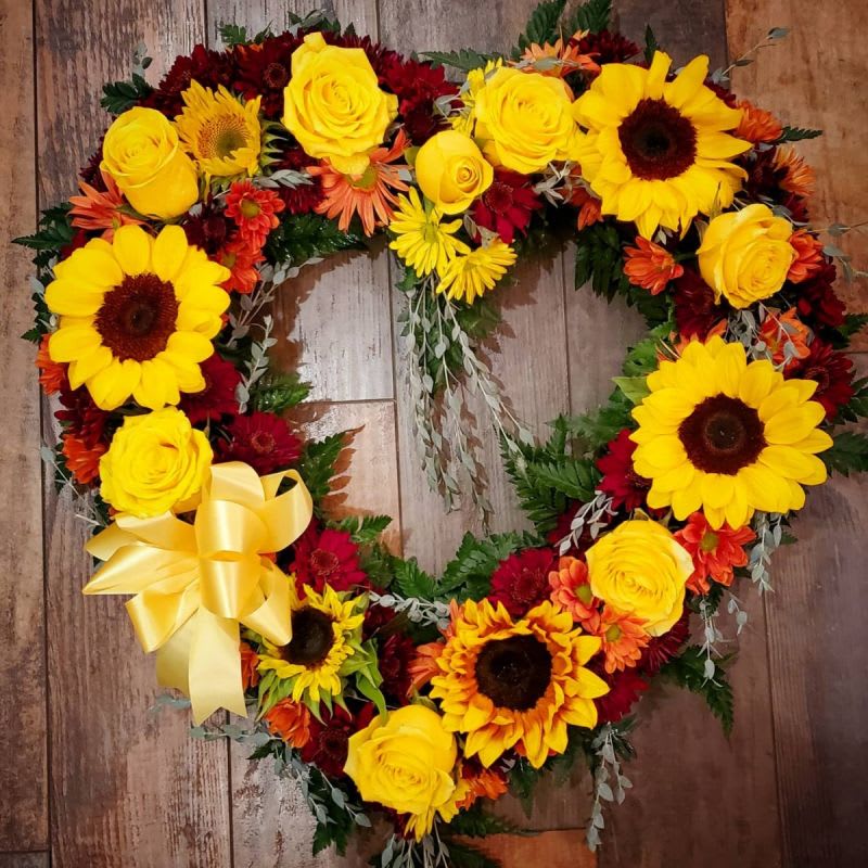 Autumn Sunflower Easel Heart