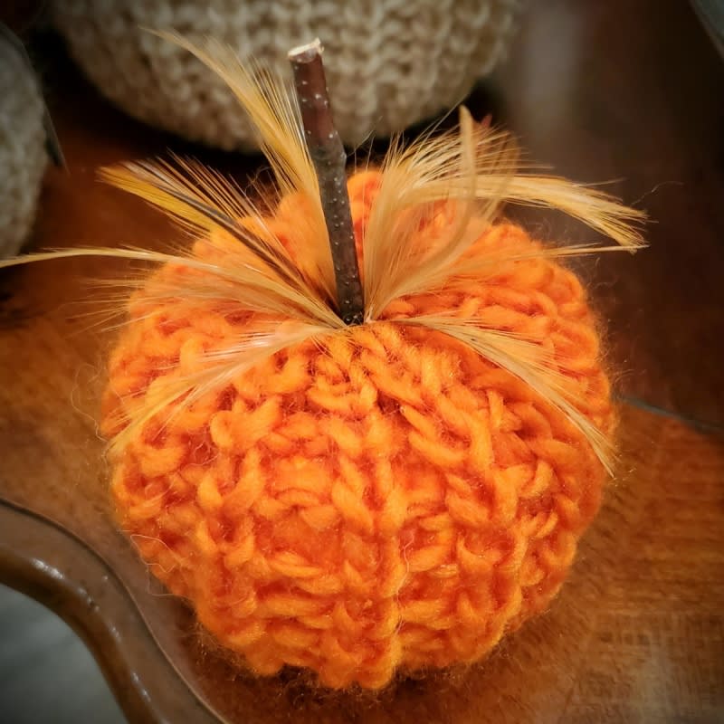 Crocheted Pumpkin, Orange, Small Flower Bouquet