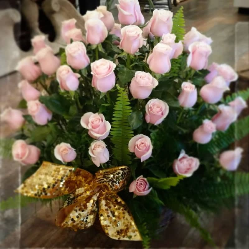 Four-dozen (48) Pink Rose Basket