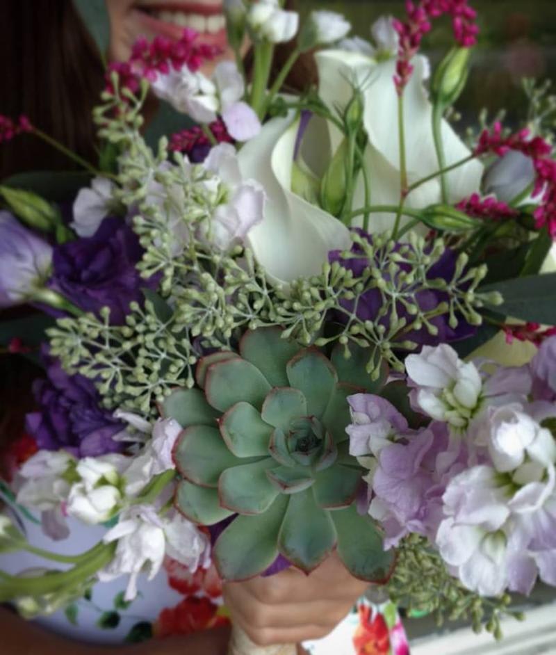 Brial with Succulents and Seeded Eucalyptus Flower Bouquet