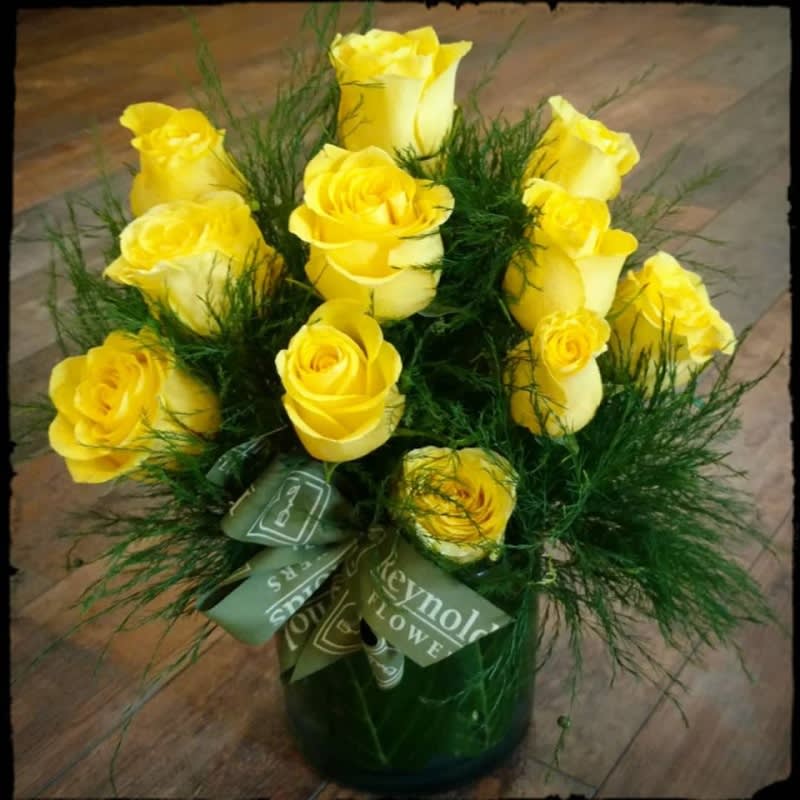 Dozen Yellow Roses Vased