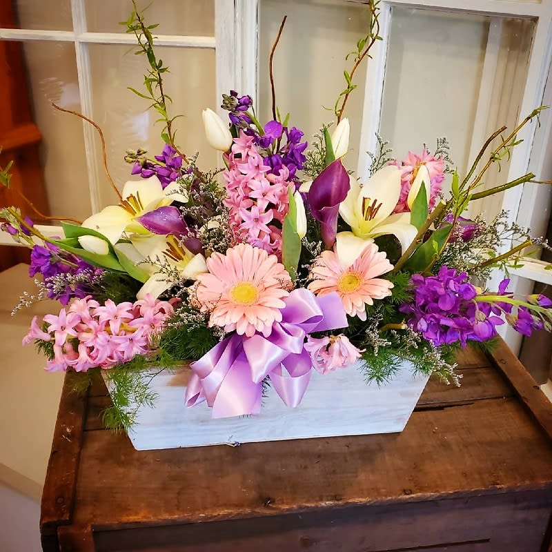 Pink & Lavender Spring Box Flower Bouquet