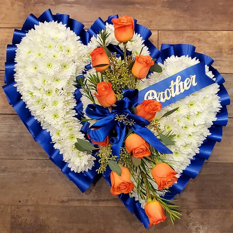 Two Hearts (Double Heart) Blue, White & Orange