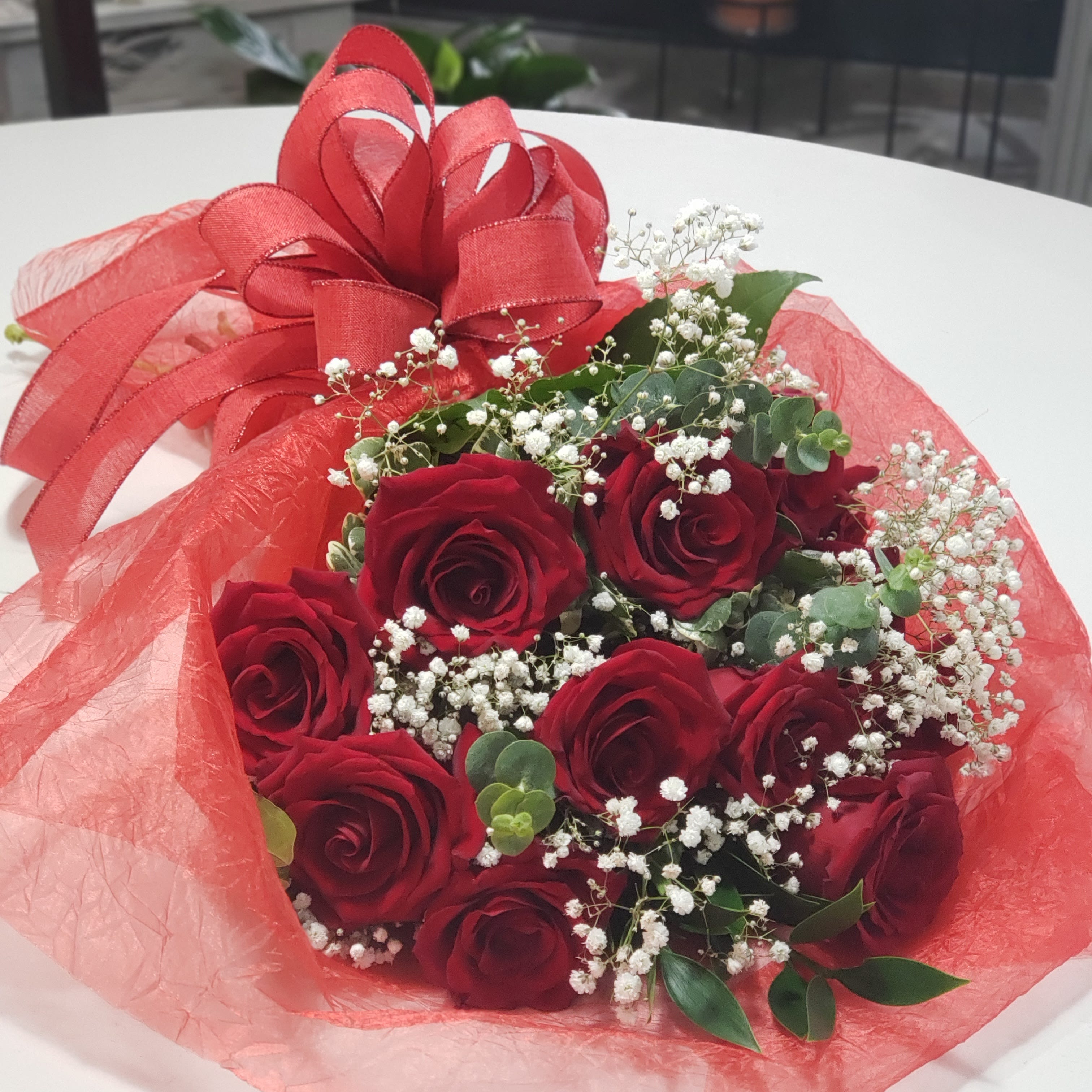 12 Roses- Fancy Wrapped Dozen Bouquet Flower Bouquet