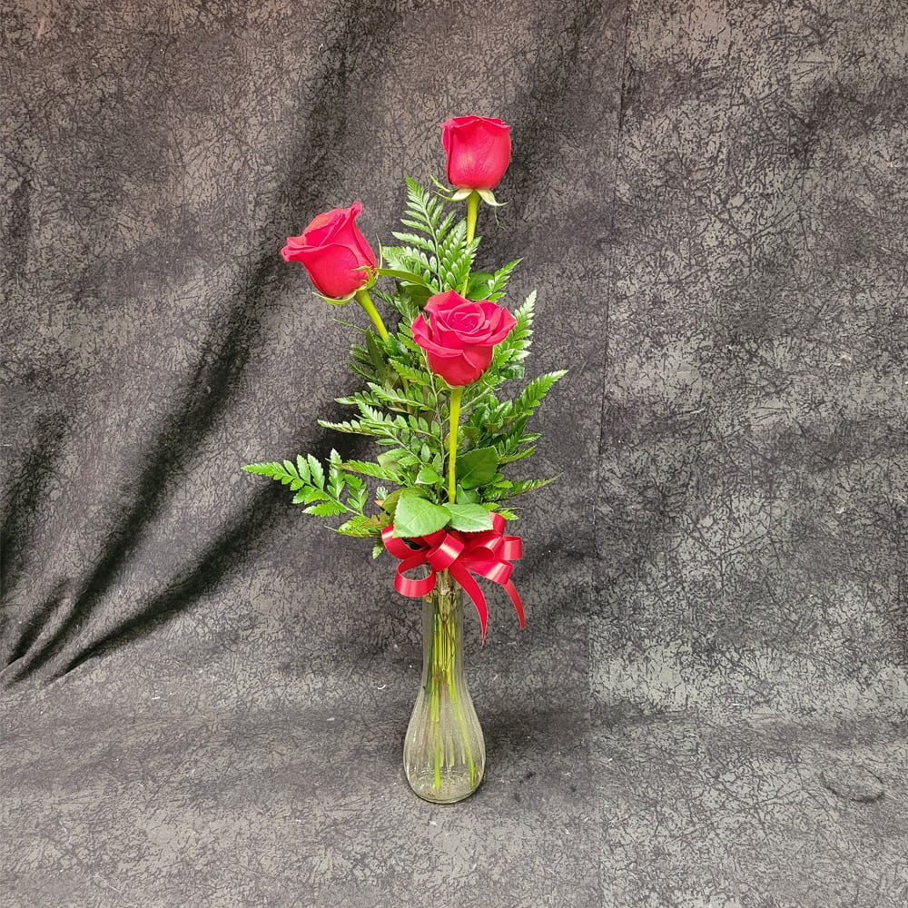 RABV3 - 3 ROSE BUD VASE Flower Bouquet