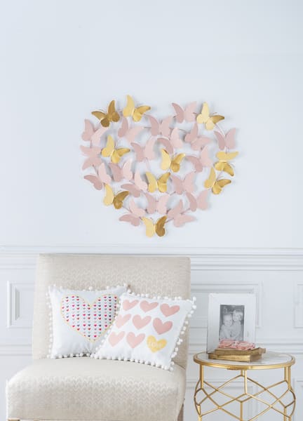 Layered Butterfly Heart Wall Decor Flower Bouquet