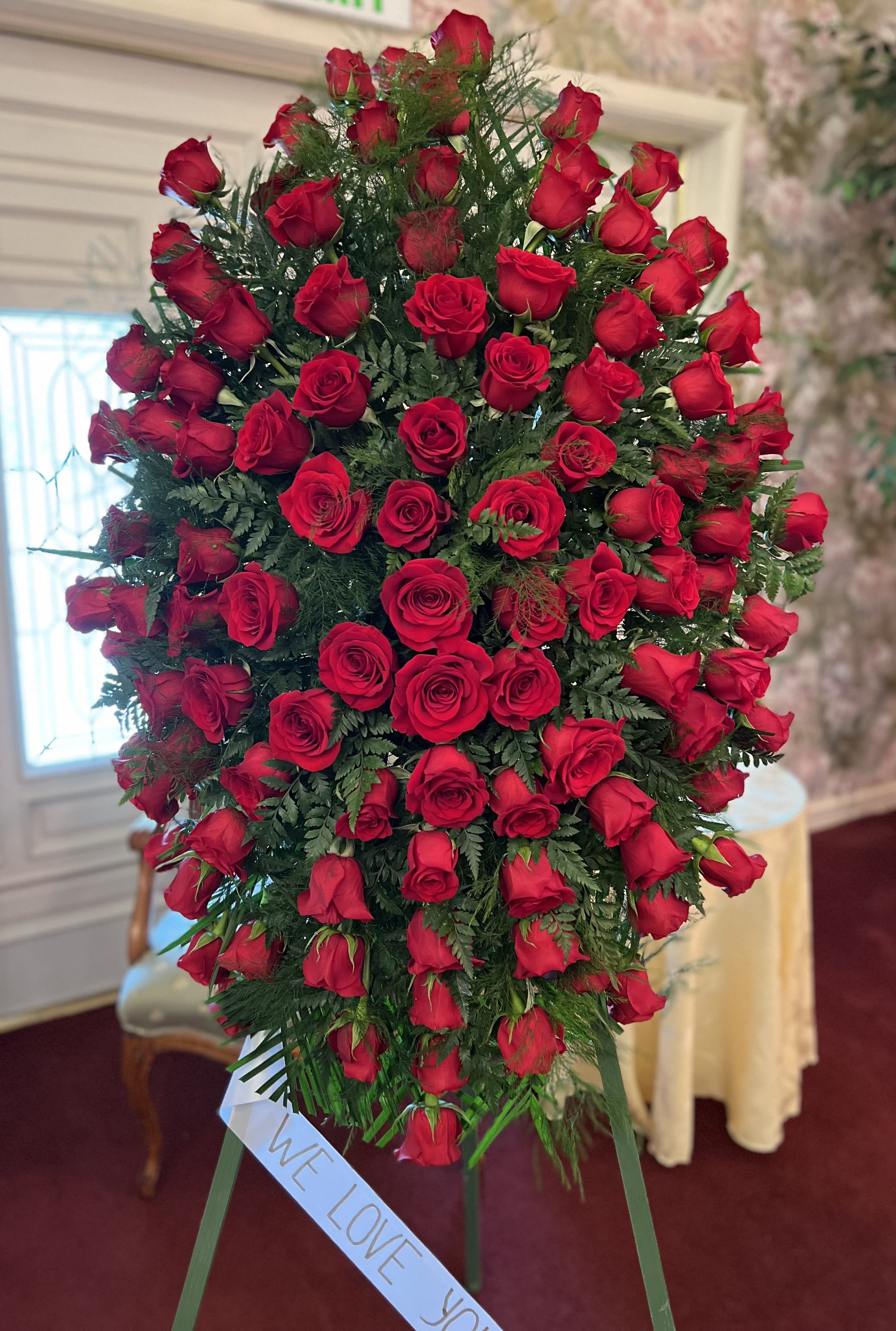 ALL RED ROSES STANDING SPRAY  Flower Bouquet