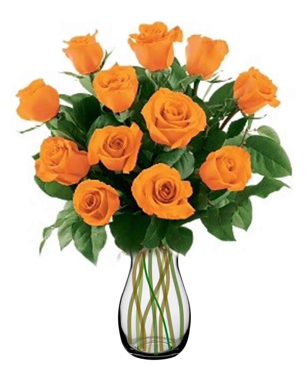 Long Stem Premium Orange Roses Flower Bouquet