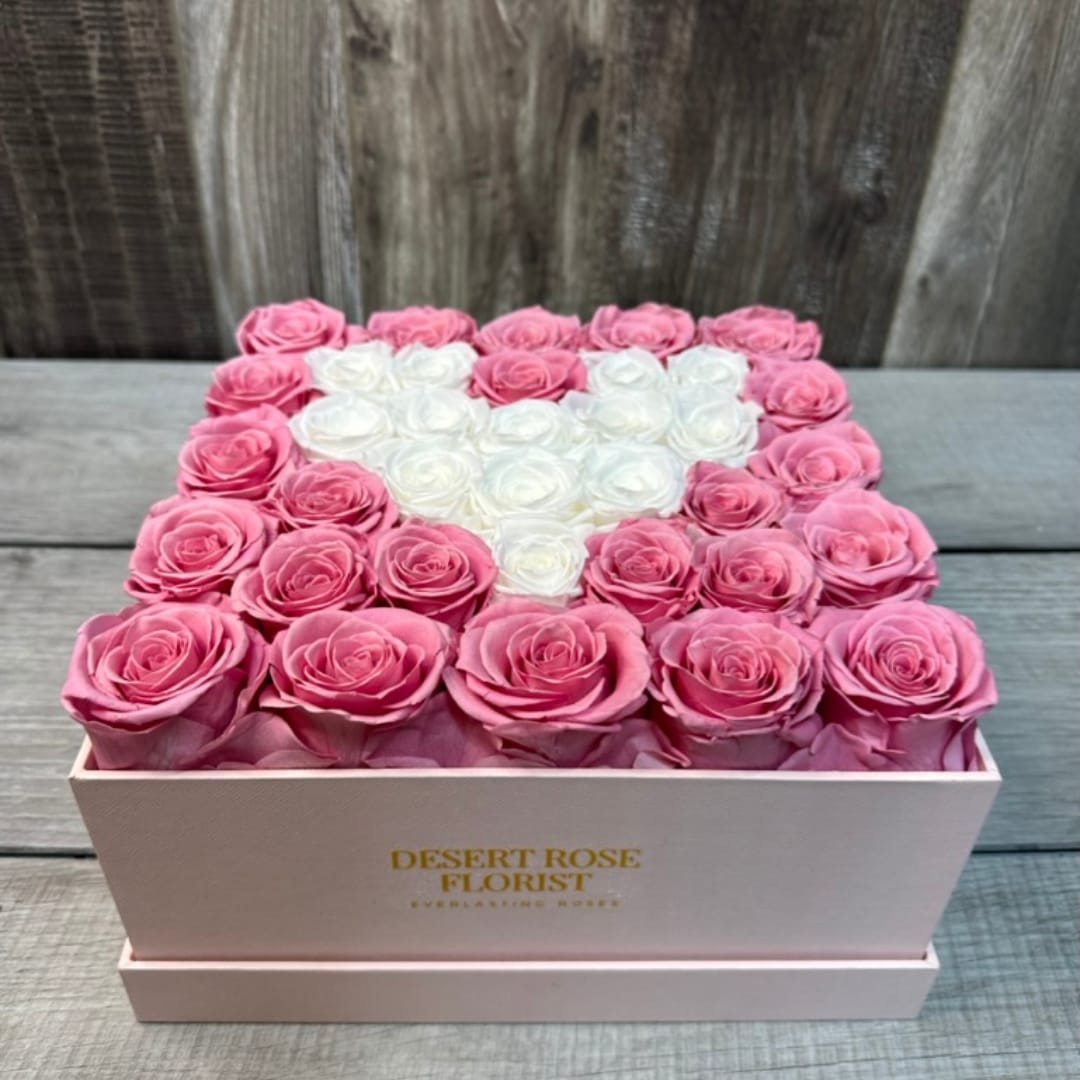 Square Box Heart Forever Rose