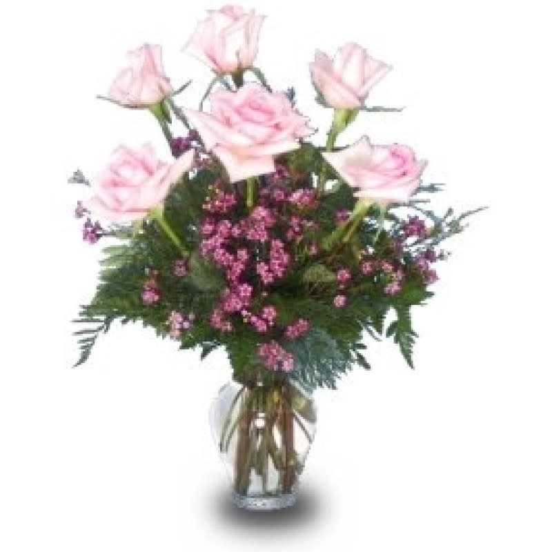 6 light Pink Roses EBF-112 Flower Bouquet