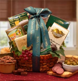 In Loving Memory Sympathy Gift Basket Flower Bouquet