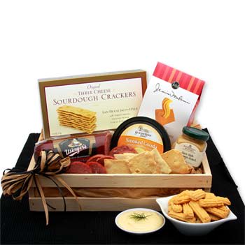Snackers Delight Meat & Cheese Gift Crate Flower Bouquet