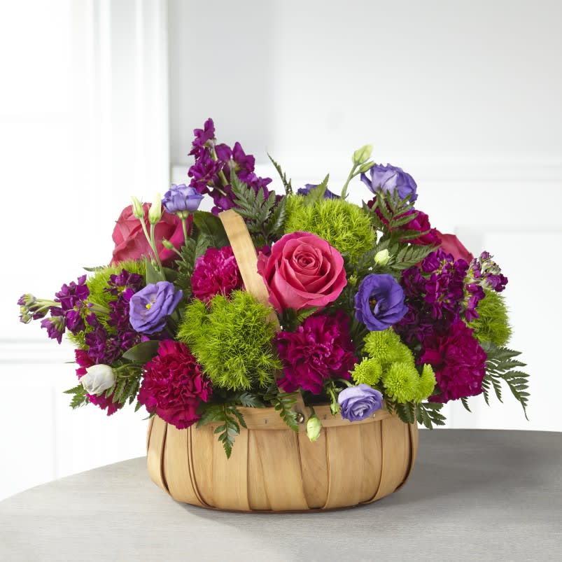 The Serene Sanctuary Basket Flower Bouquet