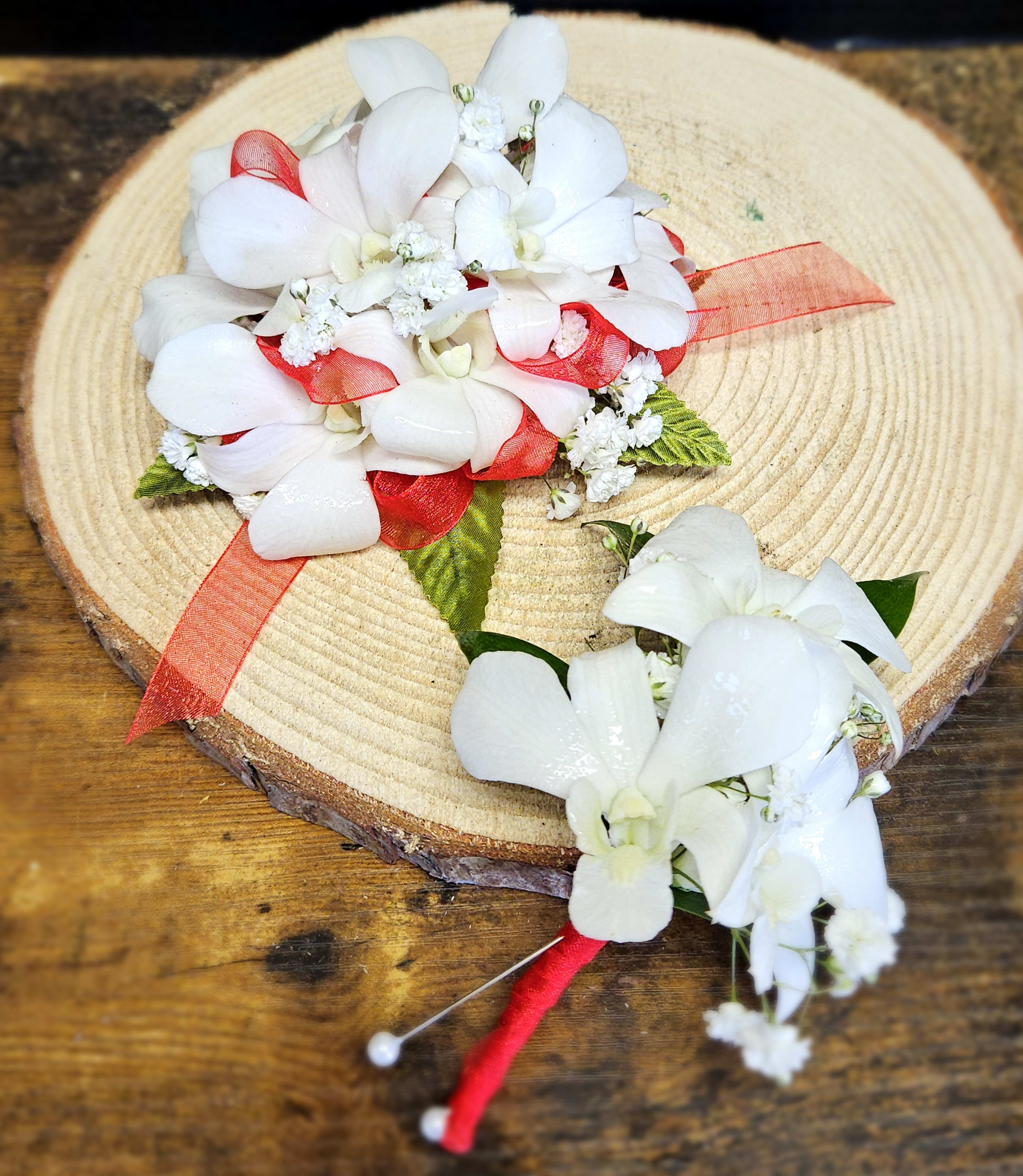 Dendrobium Wrist and Pin on Corsage Combo Package