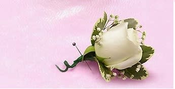 Single Stem White Rose Boutonniere Only for Pick-Up