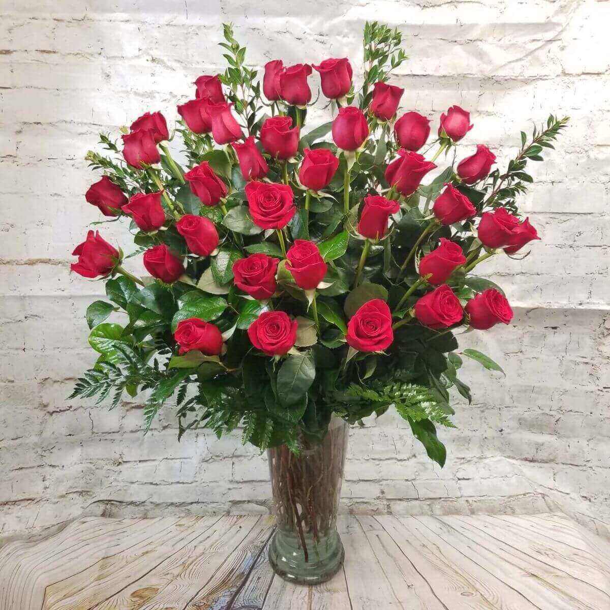 3 Dozen Roses In A Vase