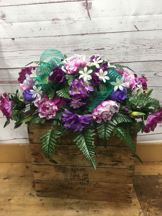 Cemetery Silk (Artificial) Headstone Spray Flower Bouquet