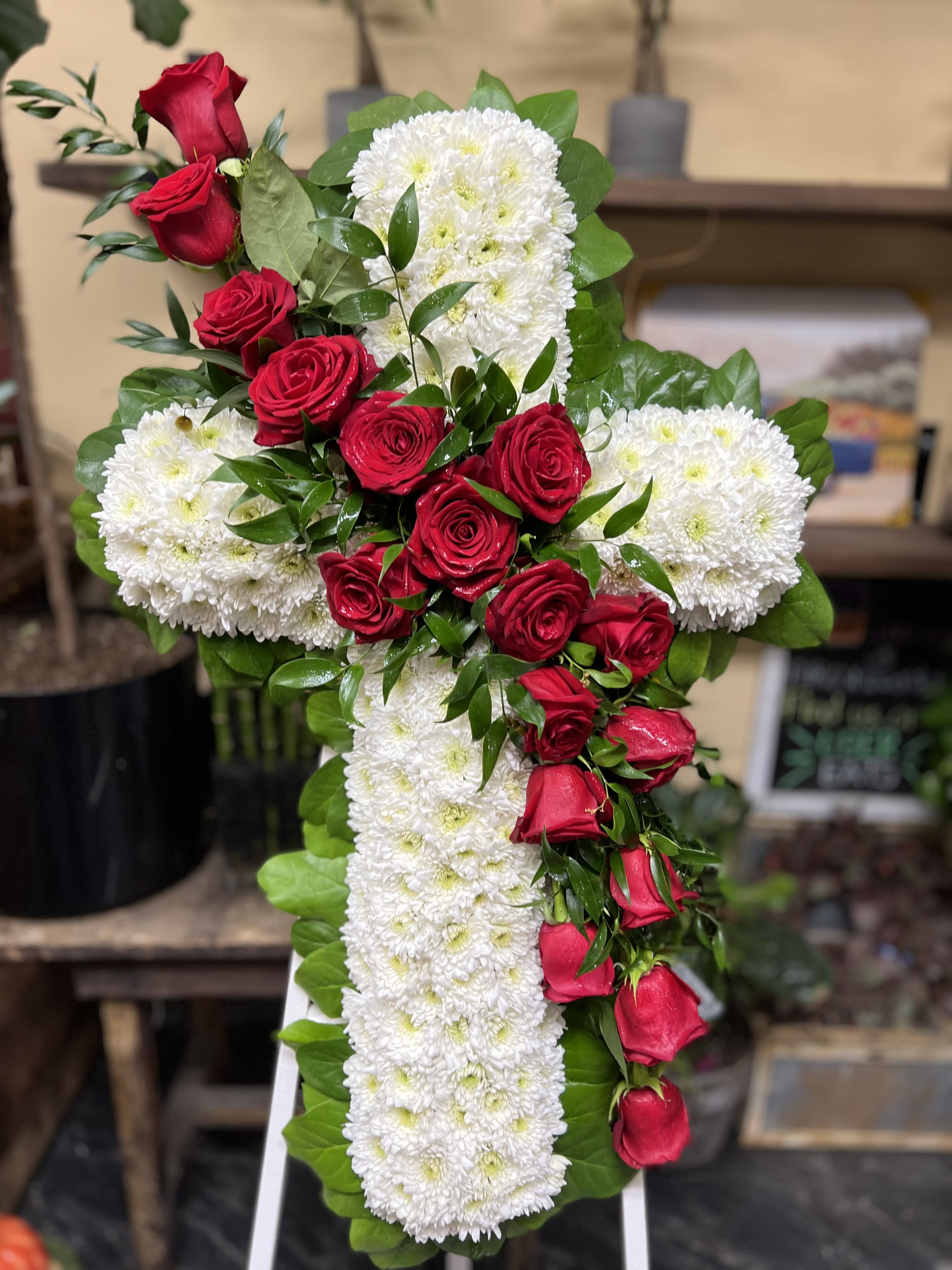 30" Cross with Roses