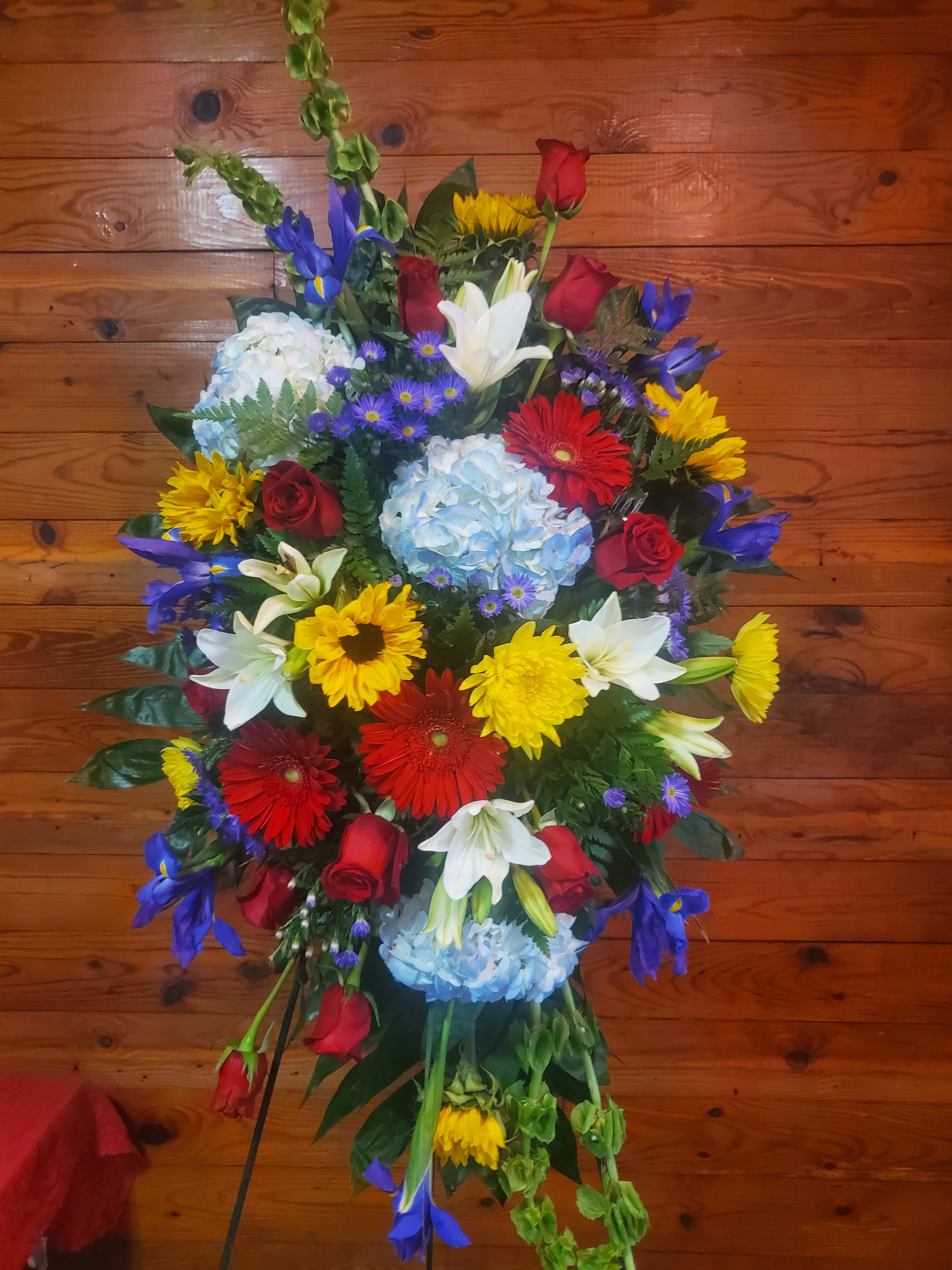 Vibrant Recollections Standing Spray Flower Bouquet