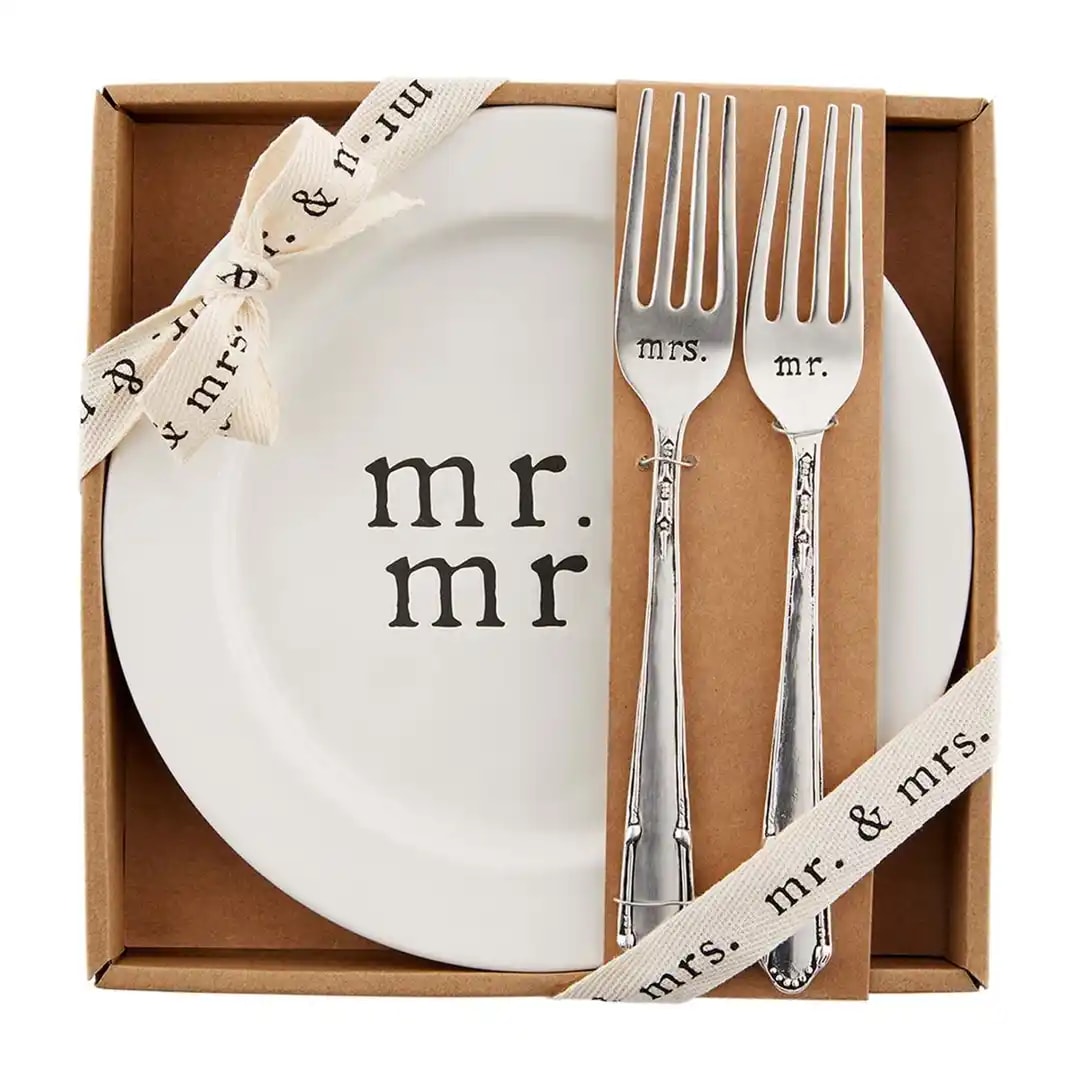 Mr. and Mrs. Cake Plate Set
