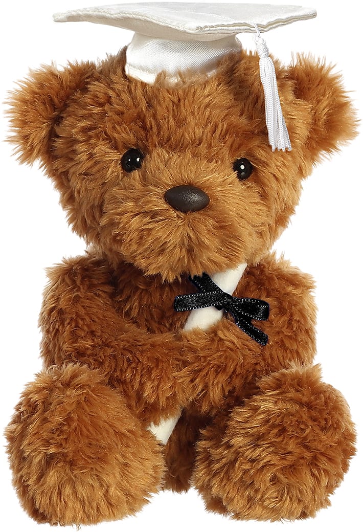 GRADUATION -8.5" WAGNER BEAR - White  CAP Sandra Bear 008