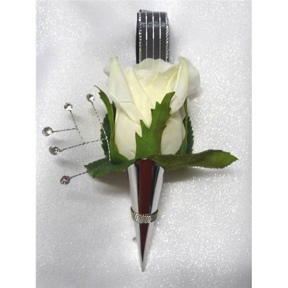 Black And Silver Keepsake Boutonniere Flower Bouquet