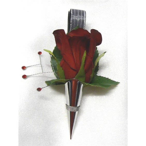 Black And Silver Red Rose Keepsake Boutonniere Flower Bouquet