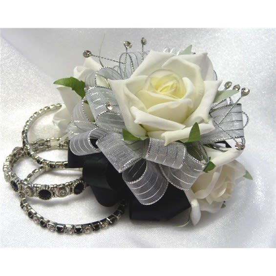 Black And Silver Keepsake Corsage Flower Bouquet