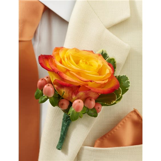 Orange Rose Boutonniere