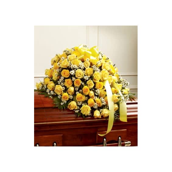 Yellow Rose Half Casket Cover