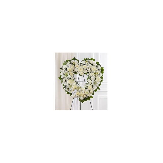 Always Remember Floral Heart Tribute- White Flower Bouquet