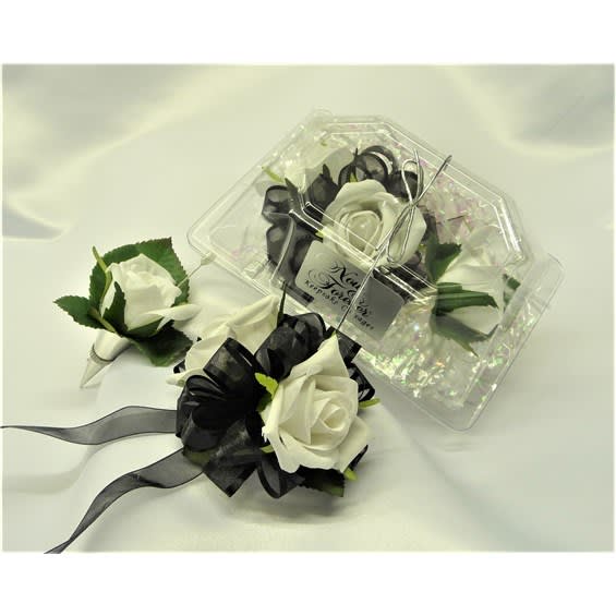 Father And Daughter Black Corsage And Boutonniere Flower Bouquet