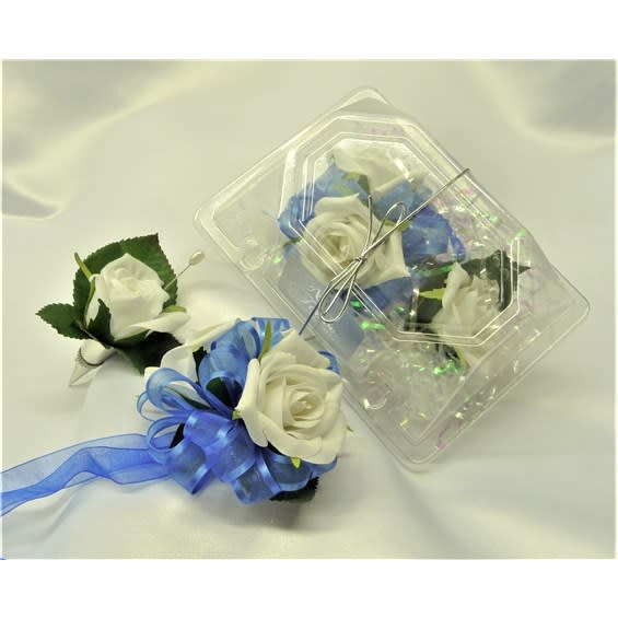 Father And Daughter Blue Corsage And Boutonniere Flower Bouquet