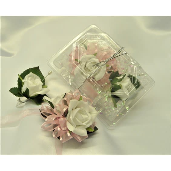 Father And Daughter Lt Pink Corsage And Boutonniere Flower Bouquet
