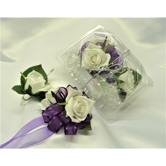 Father And Daughter Purple Corsage And Boutonniere Flower Bouquet