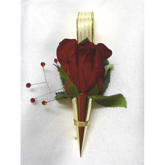 Ivory And Gold Red Rose Keepsake Boutonniere