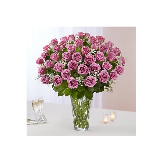 Classic 4 Dozen Lavender Rose Vase