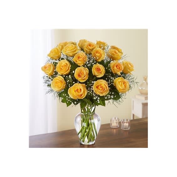 Classic 24 Yellow Rose Vase Flower Bouquet