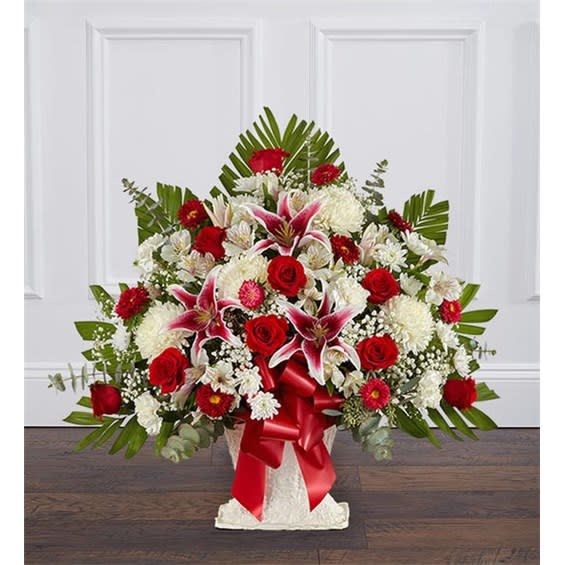 Red Rose & Lily Floor Basket