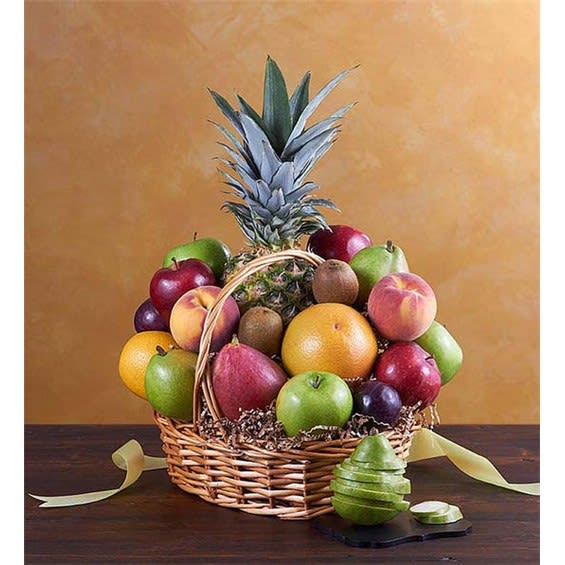 Deluxe All Fruit Basket For Sympathy Flower Bouquet