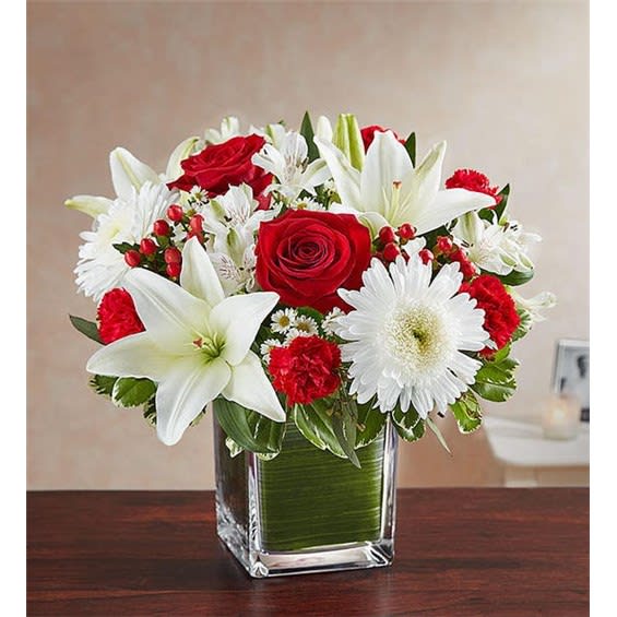 Healing Tears - Red & White Flower Bouquet