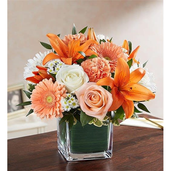 Healing Tears Peach, Orange & White Flower Bouquet