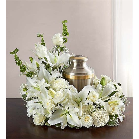 Cremation Wreath - White Flower Bouquet