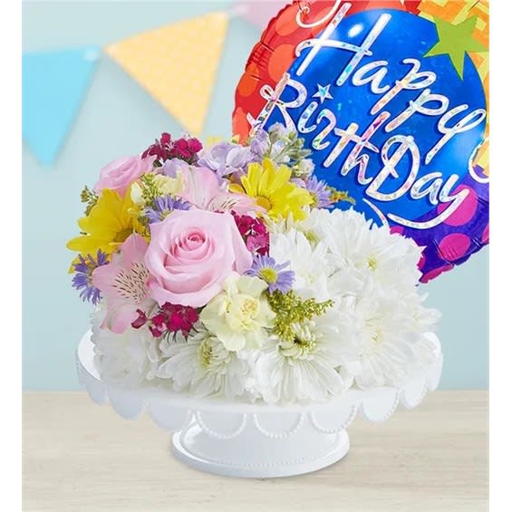 Birthday Wishes Flower Cake Cheerful Cascade Flower Bouquet